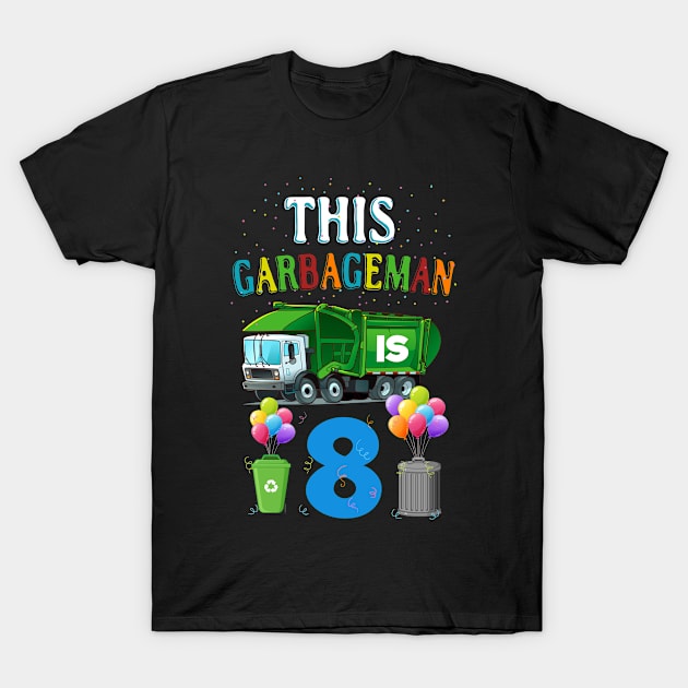 Seven 7 Year Old Birthday Garbage Truck 7th Birthday Party T-Shirt by melodielouisa